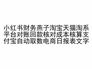 小红书财务燕子淘宝天猫淘系平台对账回款核对成本核算支付宝自动取数电商日报表-大兵轻创资源库