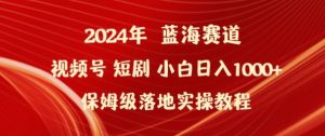 2024年视频号短剧新玩法小白日入1000+保姆级落地实操教程【揭秘】-大兵轻创资源库