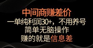 中间商赚差价,一单纯利润30+,简单无脑操作,赚的就是信息差,轻轻松松日入1000+【揭秘】-大兵轻创资源库