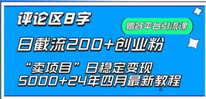 抖音评论区8字日截流200+创业粉 “卖项目”日稳定变现5000+【揭秘】-大兵轻创资源库