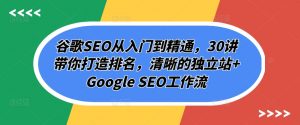 谷歌SEO从入门到精通，30讲带你打造排名，清晰的独立站+Google SEO工作流-大兵轻创资源库