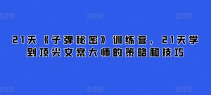 21天《子弹秘密》训练营,21天学到顶尖文案大师的策略和技巧-大兵轻创资源库