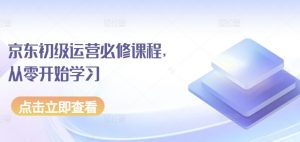 京东初级运营必修课程,从零开始学习-大兵轻创资源库