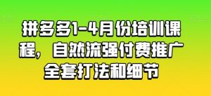 拼多多1-4月份培训课程，自然流强付费推广全套打法和细节-大兵轻创资源库