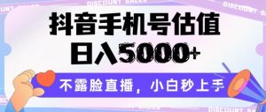 抖音手机号估值，日入5000+，不露脸直播，小白秒上手【揭秘】-大兵轻创资源库