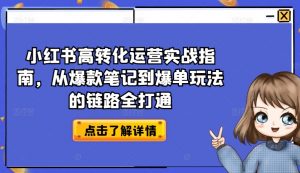 小红书高转化运营实战指南,从爆款笔记到爆单玩法的链路全打通-大兵轻创资源库
