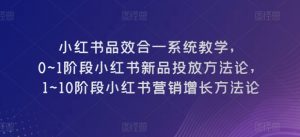 小红书品效合一系统教学，​0~1阶段小红书新品投放方法论，​1~10阶段小红书营销增长方法论-大兵轻创资源库