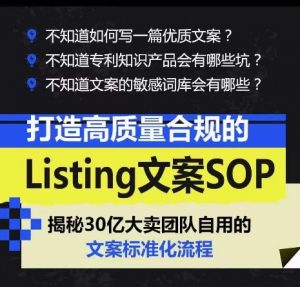 打造高质量合规的Listing文案SOP，掌握亚马逊文案工作的标准化-大兵轻创资源库