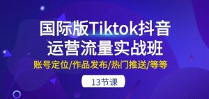 国际版Tiktok抖音运营流量实战班：账号定位/作品发布/热门推送/等等-13节-大兵轻创资源库