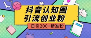 外面收费3980抖音认知圈引流创业粉玩法日引200+精准粉【揭秘】-大兵轻创资源库