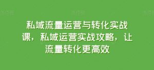 私域流量运营与转化实战课，私域运营实战攻略，让流量转化更高效-大兵轻创资源库