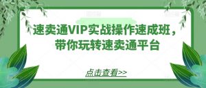 速卖通VIP实战操作速成班,带你玩转速卖通平台-大兵轻创资源库