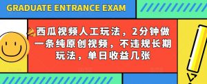 西瓜视频写字玩法，2分钟做一条纯原创视频，不违规长期玩法，单日收益几张-大兵轻创资源库