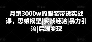 月销3000w的服装带货实战课，思维模型|实战经验|暴力引流|后端变现-大兵轻创资源库