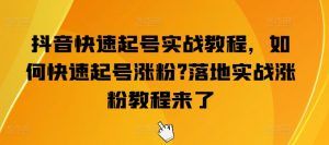 抖音快速起号实战教程，如何快速起号涨粉?落地实战涨粉教程来了-大兵轻创资源库
