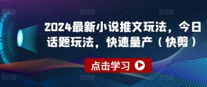 2024最新小说推文玩法，今日话题玩法，快速量产(快剪)-大兵轻创资源库