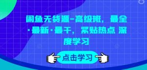 闲鱼无货源-高级班，最全·最新·最干，紧贴热点 深度学习-大兵轻创资源库