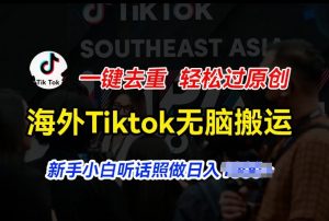 海外Tiktok短视频无脑搬运，一键去重轻松过原创，新手小白听话照做日入几张【揭秘】-大兵轻创资源库