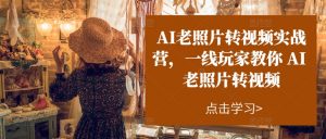AI老照片转视频实战营，一线玩家教你AI老照片转视频-大兵轻创资源库