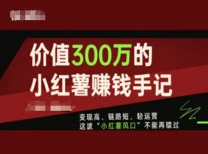 价值300万的小红书赚钱手记，变现高、链路短、轻运营，这波“小红薯风口”不能再错过-大兵轻创资源库