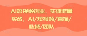 AI短视频创业,实体流量实战,AI/短视频/直播/私域/团队-大兵轻创资源库