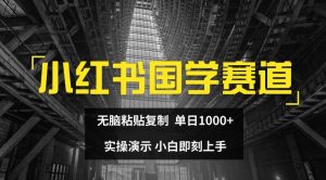 小红书国学赛道，无脑粘贴复制，单日1K，实操演示，小白即刻上手【揭秘】-大兵轻创资源库