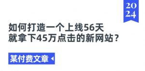 某付费文章《如何打造一个上线56天就拿下45万点击的新网站?》-大兵轻创资源库