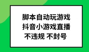 脚本自动玩游戏，抖音小游戏直播，不违规不封号可批量做【揭秘】-大兵轻创资源库