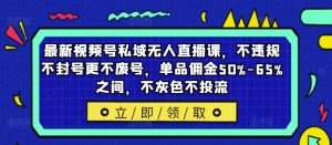 最新视频号私域无人直播课，不违规不封号更不废号，单品佣金50%-65%之间，不灰色不投流-大兵轻创资源库