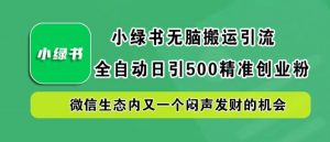 小绿书无脑搬运引流，全自动日引500精准创业粉，微信生态内又一个闷声发财的机会【揭秘】-大兵轻创资源库