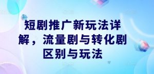 短剧推广新玩法详解，流量剧与转化剧区别与玩法-大兵轻创资源库