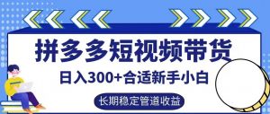 拼多多短视频带货日入300+有长期稳定被动收益,合适新手小白【揭秘】-大兵轻创资源库
