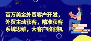 百万美金外贸客户开发，外贸主动获客，精准获客系统思维，大客户收割机-大兵轻创资源库