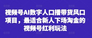 视频号AI数字人口播带货风口项目,最适合新人下场淘金的视频号红利玩法-大兵轻创资源库