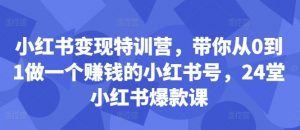 小红书变现特训营,带你从0到1做一个赚钱的小红书号,24堂小红书爆款课-大兵轻创资源库