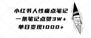 小红书人性痛点笔记,一条笔记点赞3W+,单日变现1k-大兵轻创资源库