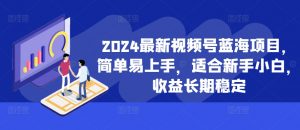 2024最新视频号蓝海项目，简单易上手，适合新手小白，收益长期稳定-大兵轻创资源库