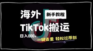 2024最新海外TikTok搬运玩法，一键去重轻松过原创，新手无经验也能日入1k【揭秘】-大兵轻创资源库