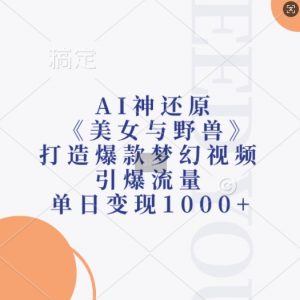 AI神还原《美女与野兽》，打造爆款梦幻视频，引爆流量，单日变现1k-大兵轻创资源库
