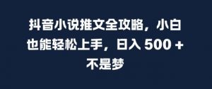 抖音小说推文全攻略，小白也能轻松上手，日入 5张+ 不是梦【揭秘】-大兵轻创资源库