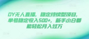DY无人直播，稳定持续型项目，单号稳定收入500+，新手小白都能轻松月入过万【揭秘】-大兵轻创资源库