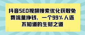抖音SEO视频搜索优化获取免费流量挣钱，一个99%人还不知道的生财之道-大兵轻创资源库