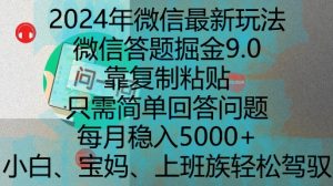 2024年微信最新玩法，微信答题掘金9.0玩法出炉，靠复制粘贴，只需简单回答问题，每月稳入5k【揭秘】-大兵轻创资源库