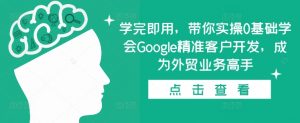 学完即用，带你实操0基础学会Google精准客户开发，成为外贸业务高手-大兵轻创资源库