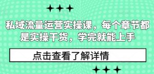 私域流量运营实操课，每个章节都是实操干货，学完就能上手-大兵轻创资源库