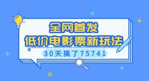 全网首发，低价电影票新玩法，已有人30天搞了75741【揭秘】-大兵轻创资源库