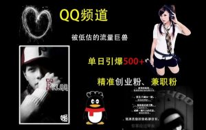 QQ频道:被低估的流量巨兽,单日引爆500+精准创业粉、兼职粉的引流秘籍-大兵轻创资源库
