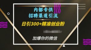 内部招聘渠道日引流300+创业粉，加爆你的微信【揭秘】-大兵轻创资源库