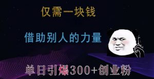 仅需一块钱，借助别人的力量，单日引爆300+创业粉、兼职粉【揭秘】-大兵轻创资源库