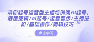 带你起号运营型主播培训课AI起号，底层逻辑/ai起号/运营晋级/主播进阶/基础操作/剪辑技巧-大兵轻创资源库